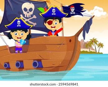 vector based and editable illustration, with a pirate image theme