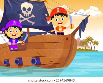vector based and editable illustration, with a pirate image theme