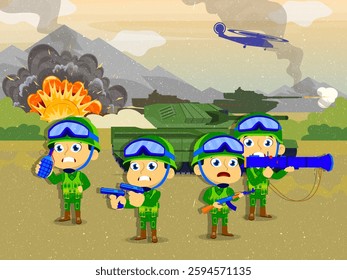vector based and editable illustration, with a soldier image theme