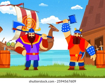 vector based and editable illustration, with a viking image theme