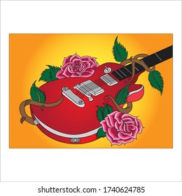 It is a vector based Guitar illustration with flowers.