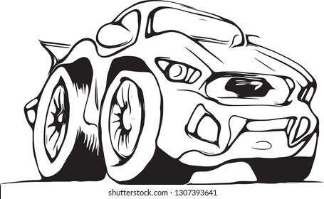 Vector based illustration hot rod, muscle car.