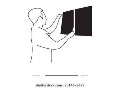 A vector based illustration showcases a simplistic concept of a demo orator affixing a poster. This depiction serves as an informative poster presented by a student. The visual presents a demonstrati