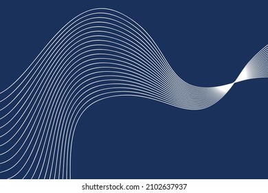 Vector based line wave background with blue and white color.