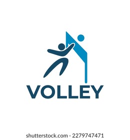 vector based logo design of a volleyball player doing a smash while jumping
