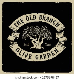 Vector based vintage olive tree logo
