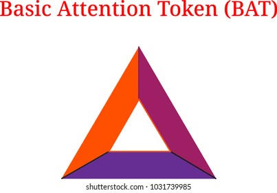 Vector Basic Attention Token (BAT) digital cryptocurrency logo. Basic Attention Token (BAT) icon. Vector illustration isolated on white background.