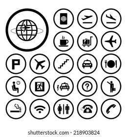 vector basic icon set for airport 