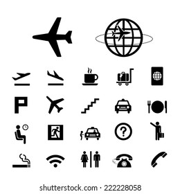 vector basic icon set for airport  