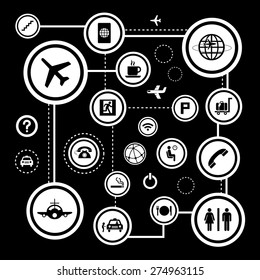 vector basic icon set for airport 