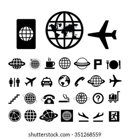 vector basic icon set for airport 