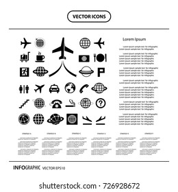 vector basic icon set for airport 