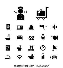 vector basic icon set for hotel and travel  