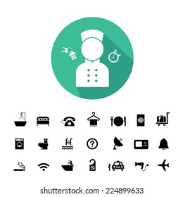 vector basic icon set for hotel and travel  