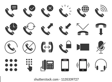 Vector basic phone and call icon set, solid