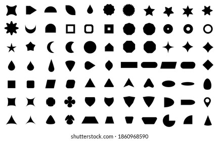 Vector basic shape collection for your design. Polygonal elements with sharp and rounded edges