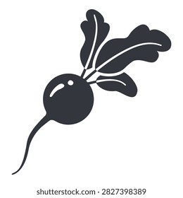Vector Basic Silhouette Icon of Radish Vegetable