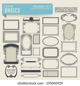 vector basics: frames (2) - set of 25 hand-drawn frames and panels in various styles