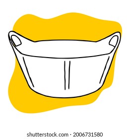 Lámina de doodle de la cuenca del vector lavado de la línea del baño Ilustración de plástico aislado azul