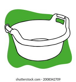 Ilustración de lavado de la línea de doodle de la cuenca del vector de plástico aislado