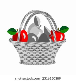 Vector - Basket with apples fruit illustration.