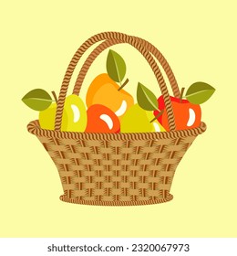 Vector - Basket with apples fruit illustration.