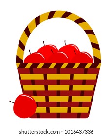 vector basket of apples isolated on white background