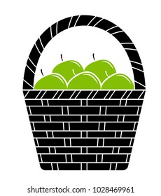 vector basket of apples isolated on white background