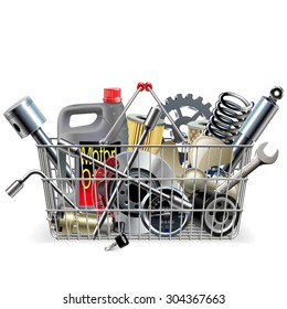 Vector Basket with Car Spares svg