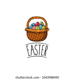 Vector - basket of Easter eggs. 