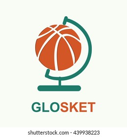 Vector of basket and globe logo symbol or icon
