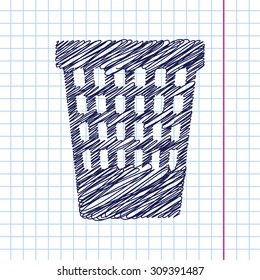 Vector basket icon isolated on copybook background. Eps10 