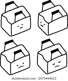 Vector Basket with Various Expressions | Doodle Style | Cute Minimalist