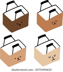 Vector Basket with Various Expressions | Doodle Style | Cute Minimalist