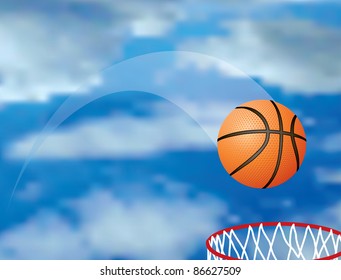 vector basketball in air