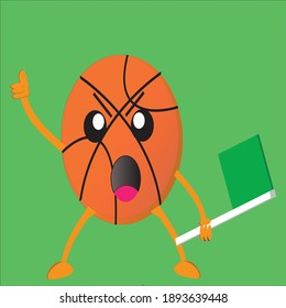 vector basketball animation cartoon and green flag