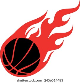 vector basketball ball with fire flames
