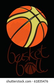vector basketball ball on the black background