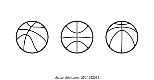 Ícones de bolas de basquete vetoriais isolados no fundo branco. Ilustração vetorial