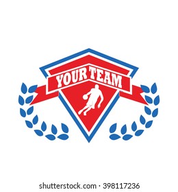 Vector Basketball Championship Icon tournament and emblem designs with wreath, ball