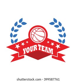 Vector Basketball Championship Icon tournament and emblem designs with wreath, ball