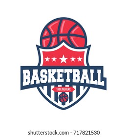 Vector basketball championship shield logo emblem