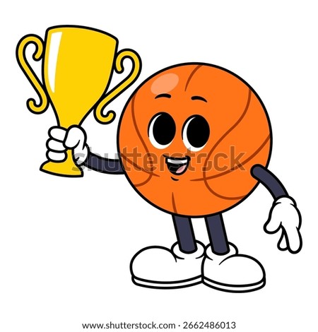 Vector Basketball Character Holding a Trophy