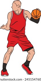 vector basketball dunk slam passing dribble draw silhouette male sport splash illustration background abstract active athlete motion player jump  ball shot professional isolated basket sketch