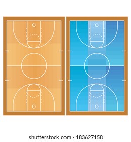 Vector Basketball Field  Isolated On White Background