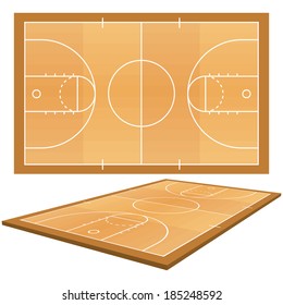 Vector Basketball Field Isolated On White Background