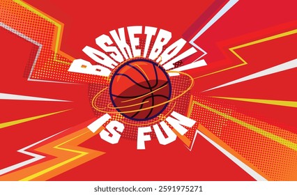 Vector Basketball in halftone style, sports nation, sports game, athlete, basketball tournmaent illustration, fun games