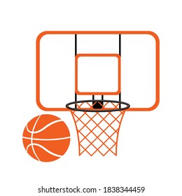 Vector Basketball hoop with ball on white background. basketball net and basket illustration icon