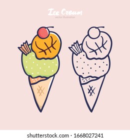 Vector basketball ice cream illustration. Sports clipart for t-shirts, cards, party flyers.