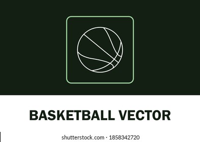 Vector of basketball icon. Isolated on dark background. For designer.